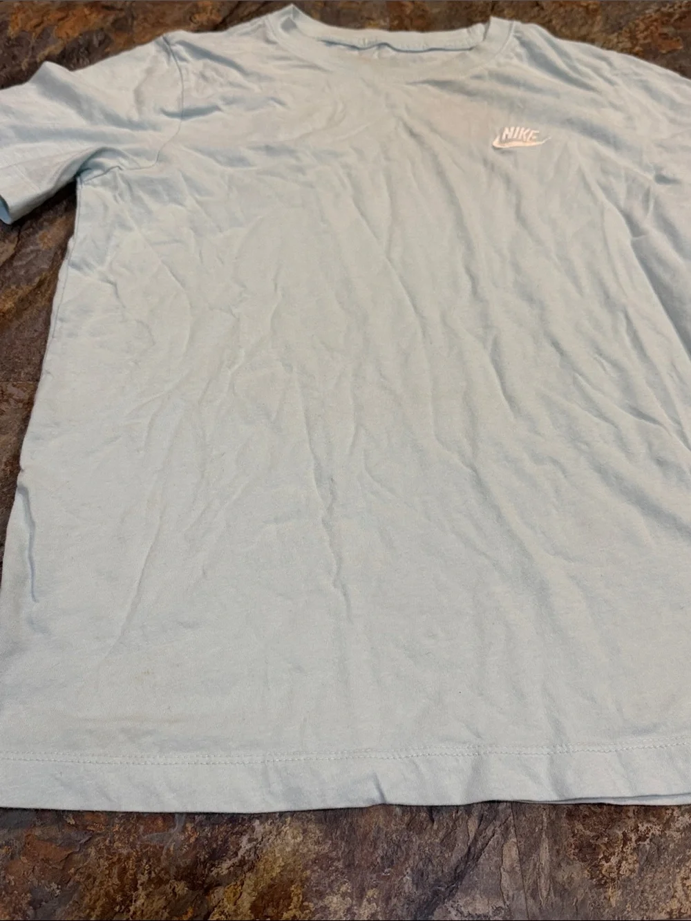 Youth boys size XL Nike Light Blue Short Sleeve Tee with White Logo